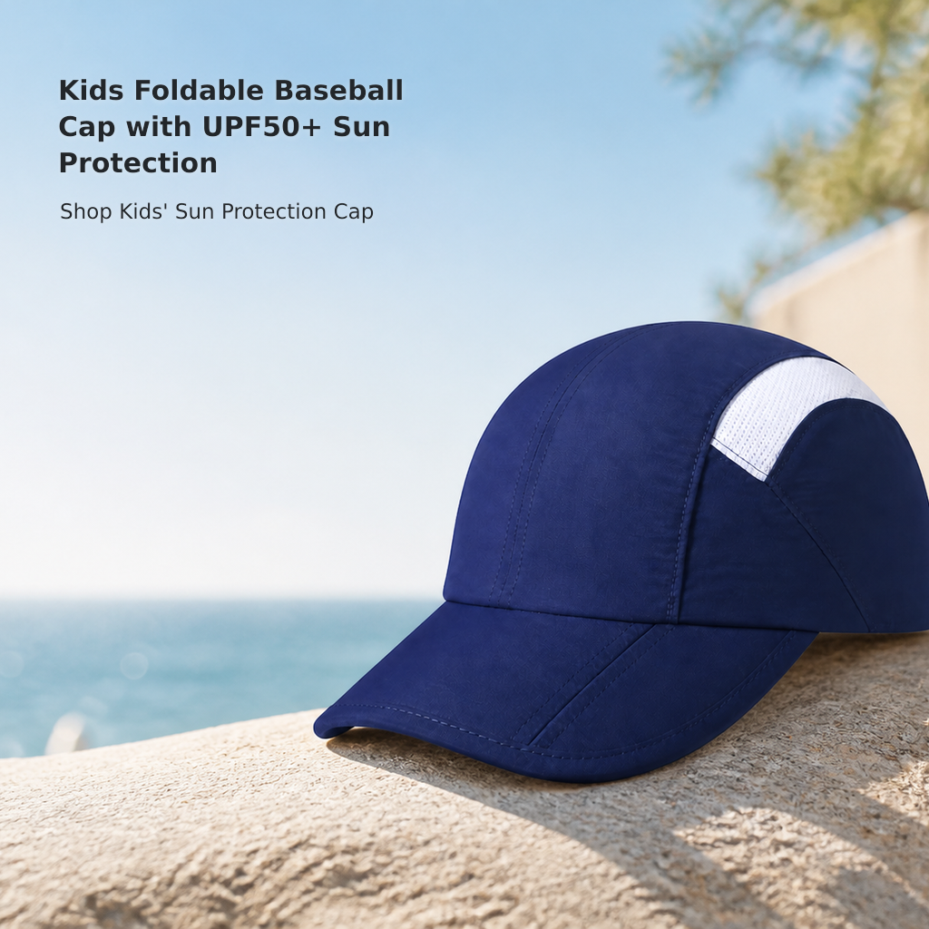 Kids’ Foldable UPF 50+ Baseball Cap, Ages 2–9